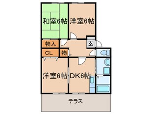 水巻クリーンハイツＡ棟の物件間取画像